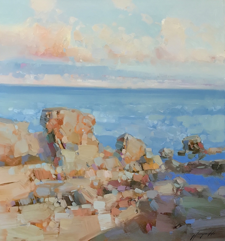 Malibu Cliffs, Original oil Painting, Handmade artwork, One of a Kind                                      
